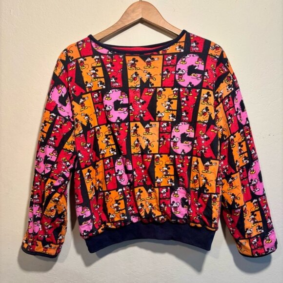 Vintage 80’s Disney Mickey Mouse Minnie Mouse Padded Reversible Sweatshirt S/M - Picture 1 of 16